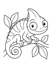 Chameleon on a Branch coloring page
