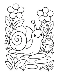 Snail in the Garden coloring page