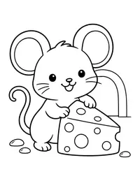 Mouse with Cheese coloring page