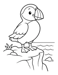 Puffin on a Cliff coloring page