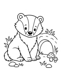 Badger by Its Burrow coloring page