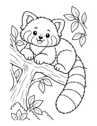 Red Panda in a Tree coloring page