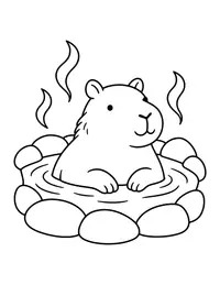 Capybara in Hot Spring coloring page
