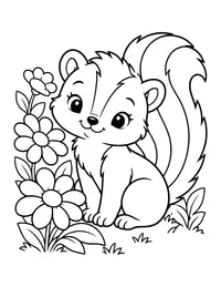 Skunk with Flowers coloring page