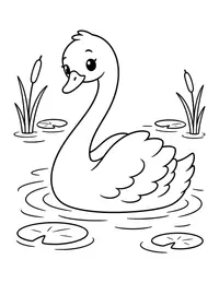 Swan on a Lake coloring page