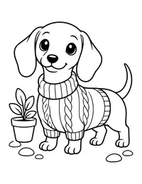 Dachshund in a Sweater coloring page