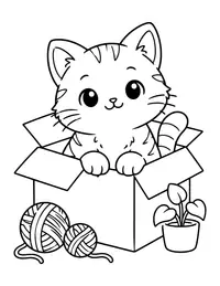 Cat in a Box coloring page