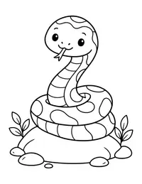 Snake Coiled on a Rock coloring page