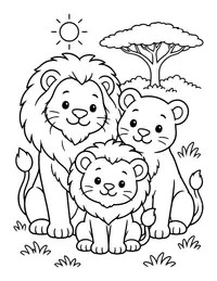 Lion Family coloring page
