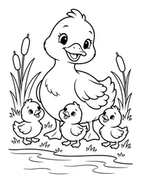 Mama Duck and Ducklings coloring page