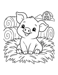 Piglets in Hay coloring page