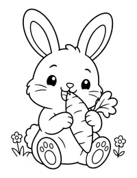 Bunny Eating a Carrot coloring page