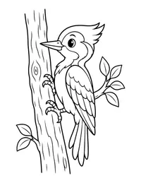 Woodpecker on a Tree coloring page