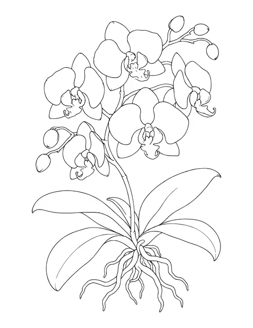 Orchid Spray coloring page
