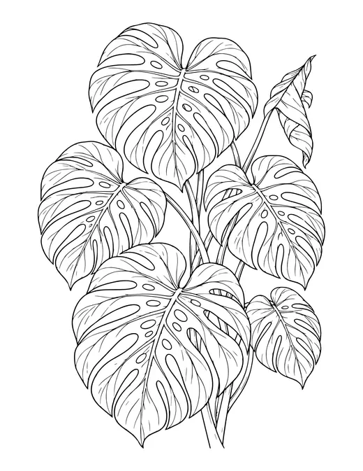 Monstera Leaves coloring page