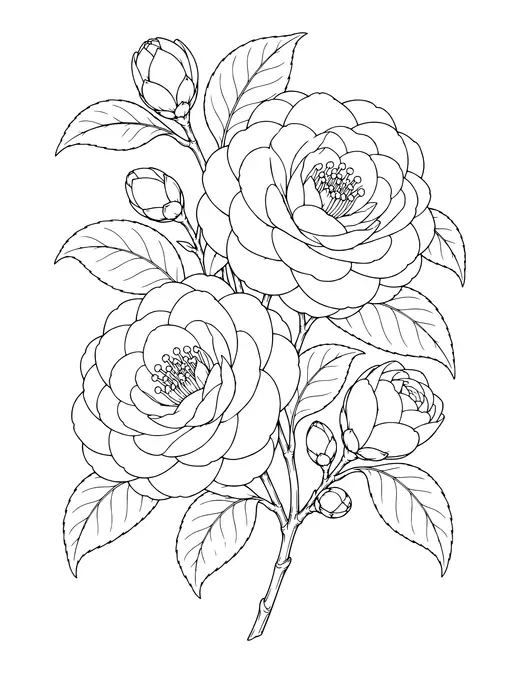 Camellia coloring page