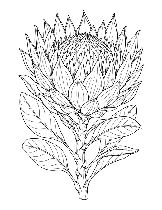 Protea coloring page