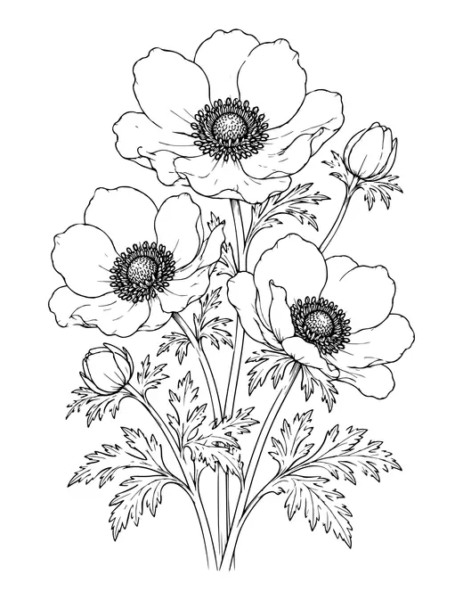 Anemones coloring page