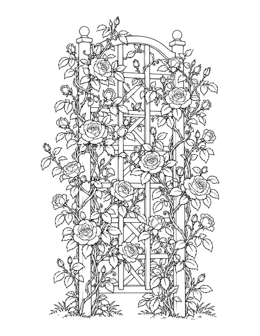 Climbing Roses Trellis coloring page