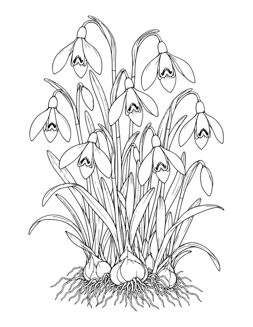 Snowdrops coloring page