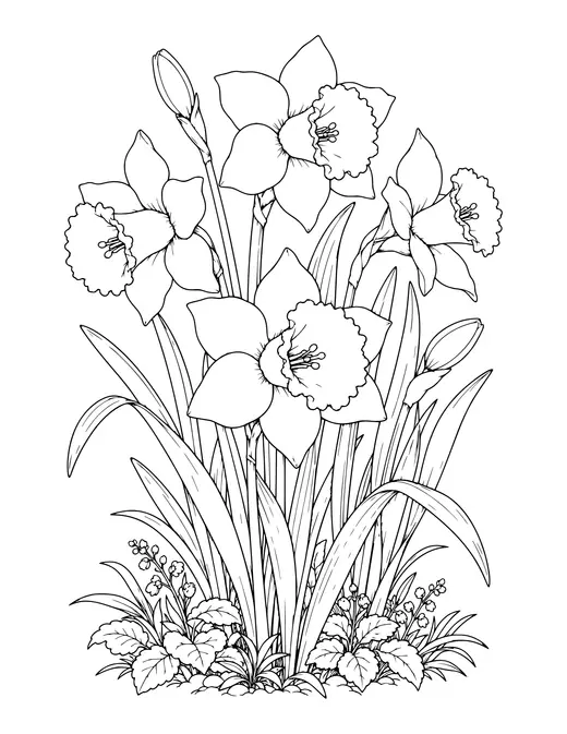 Daffodils coloring page