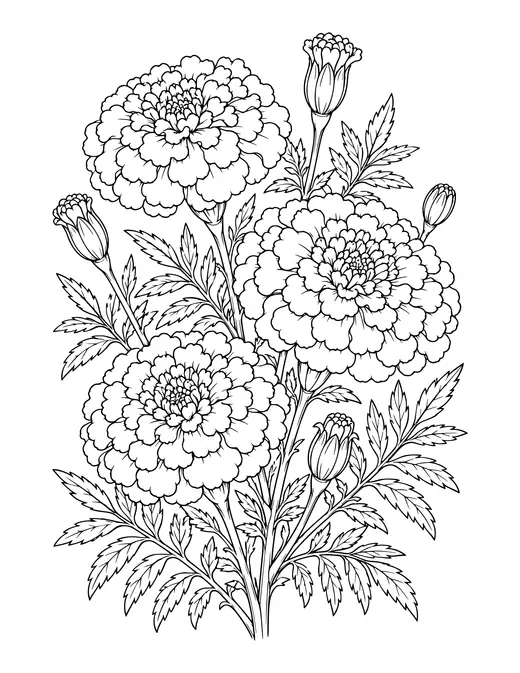 Marigolds coloring page