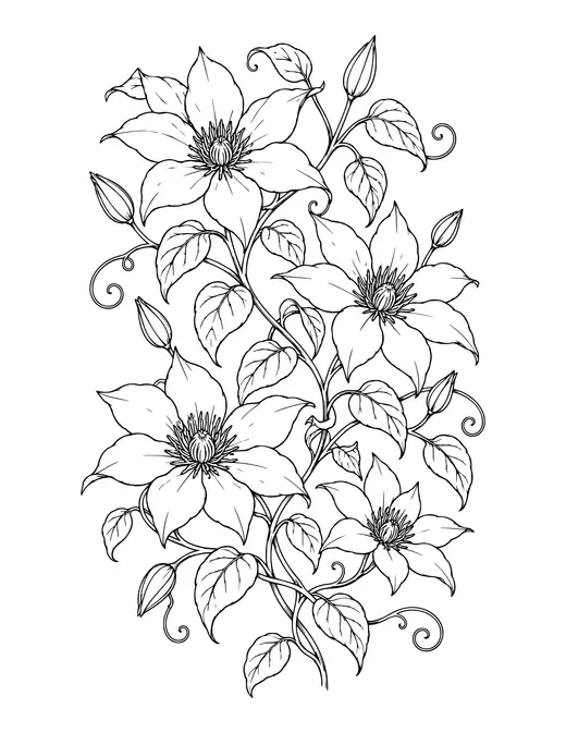 Clematis Vine coloring page