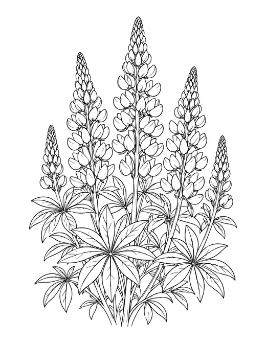 Lupines coloring page