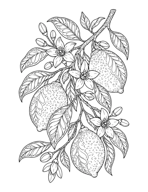 Lemon Tree Branch coloring page