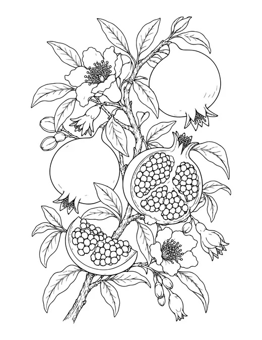 Pomegranate Branch coloring page