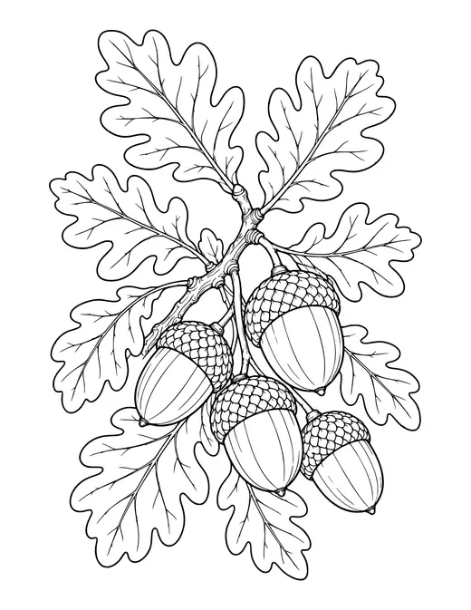 Acorns and Oak Leaves coloring page