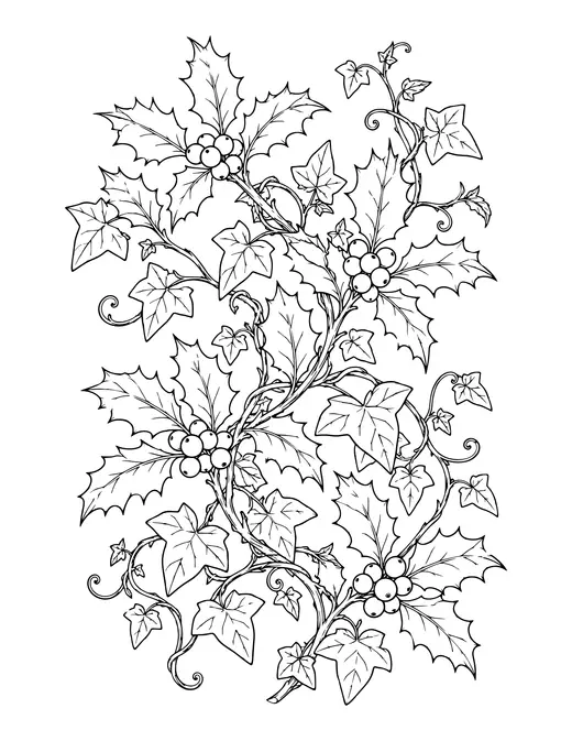 Holly and Ivy coloring page