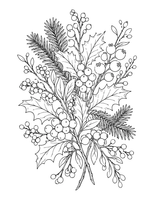 Winter Berries coloring page