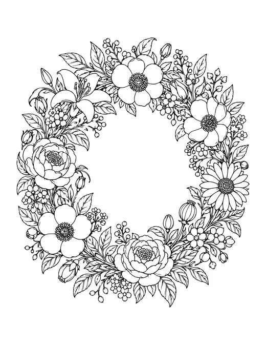 Flower Wreath coloring page