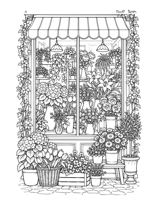 Flower Shop Window coloring page