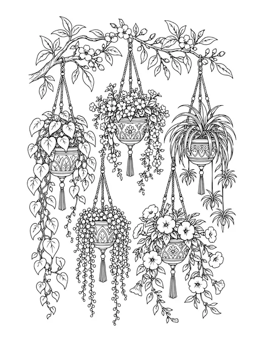 Hanging Planters coloring page