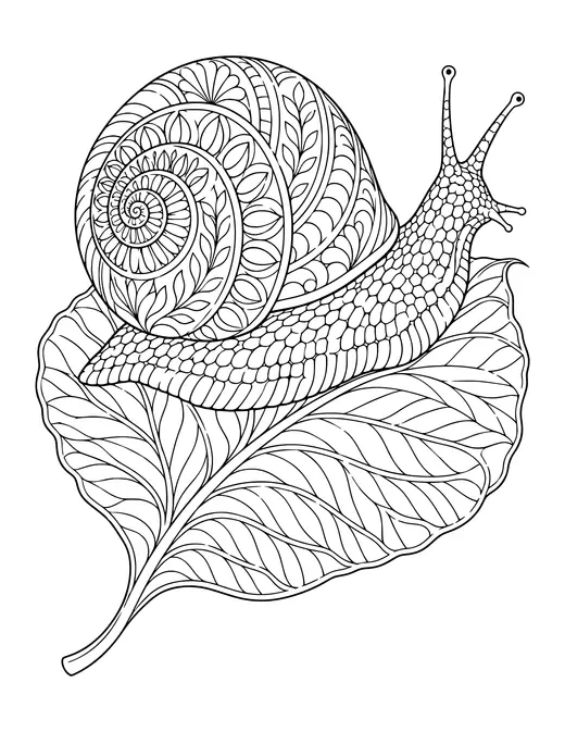 Snail on a Leaf coloring page