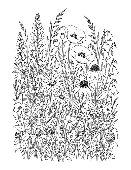 Wildflower Meadow coloring page