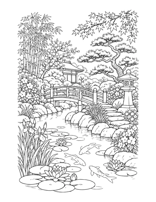 Japanese Garden coloring page