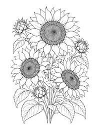 Sunflowers coloring page