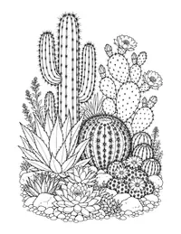 Cactus Garden coloring page