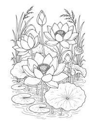 Lotus Pond coloring page