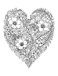 Botanical Heart coloring page