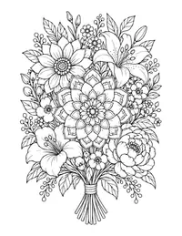 Flower Mandala Bouquet coloring page