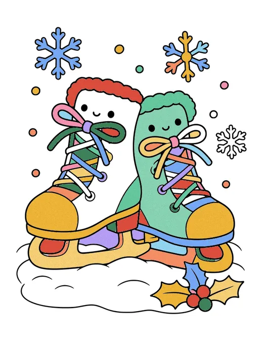 Ice Skates with Laces coloring page, colored in