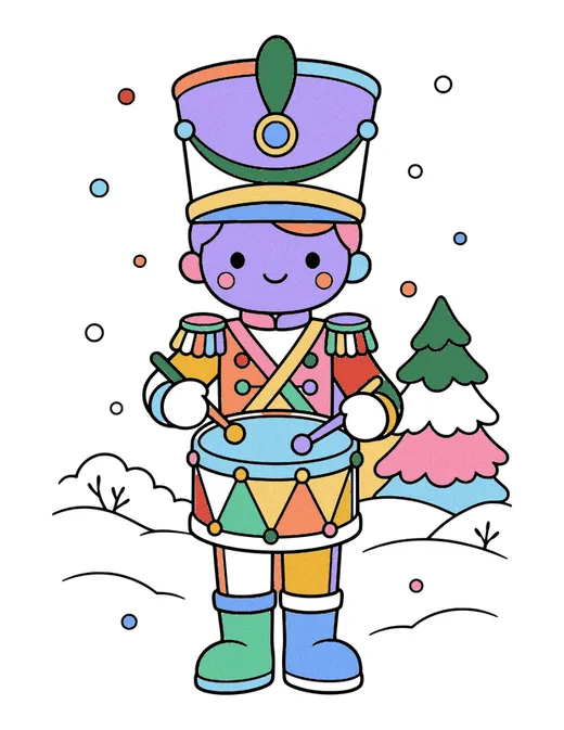 Toy Soldier Drummer coloring page, colored in