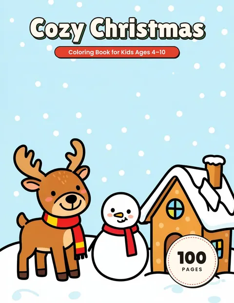 Cozy Christmas coloring book cover
