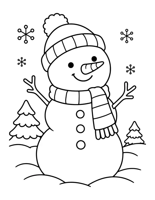 Snowman with a Carrot Nose coloring page