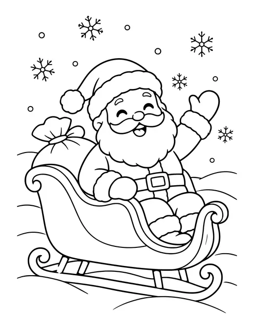 Santa Waving from His Sleigh coloring page