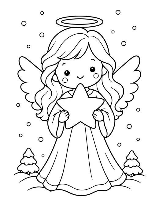 Angel with a Star coloring page